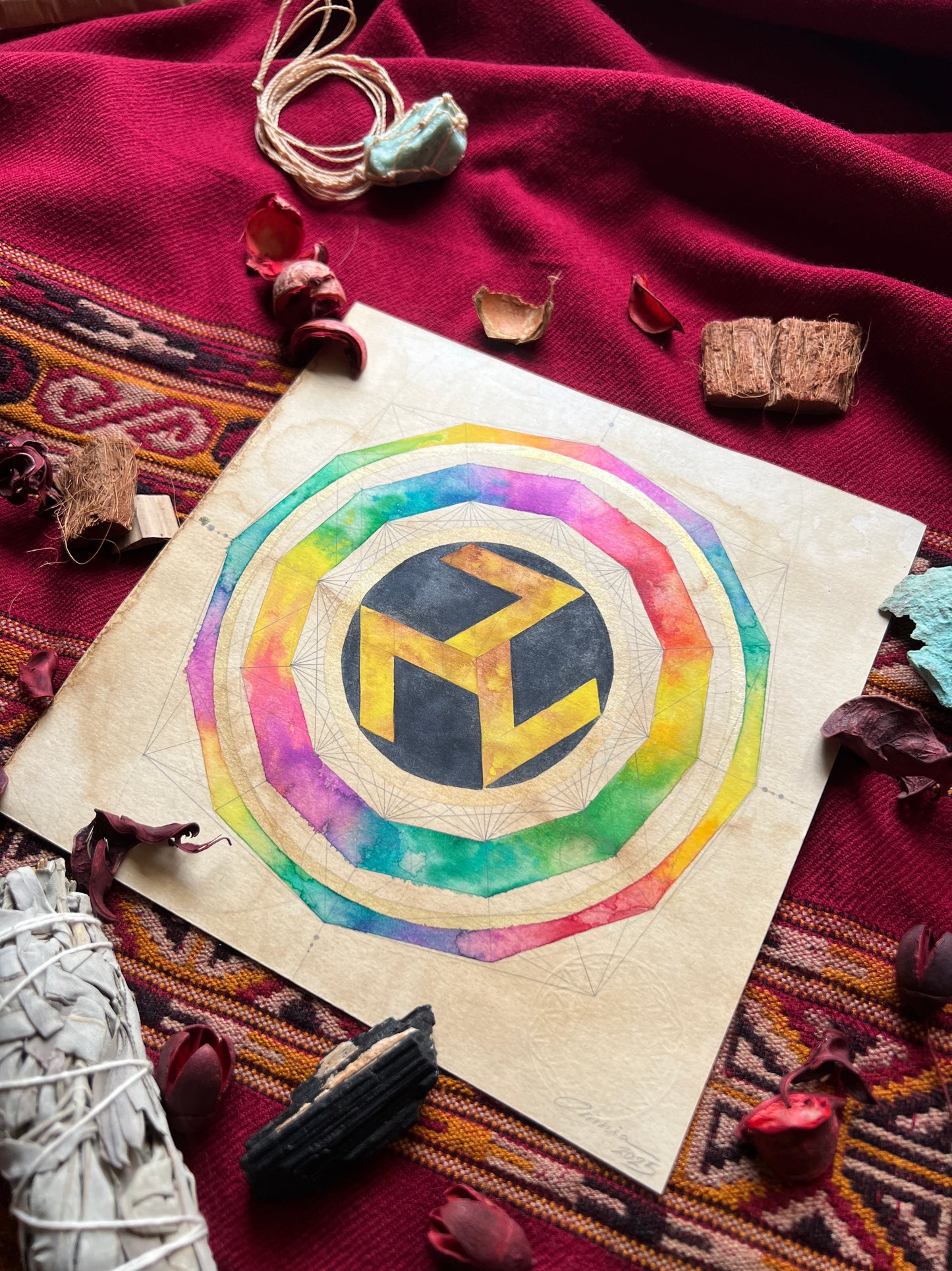 geometria sagrada en acuarela reiki Oniric Omnia