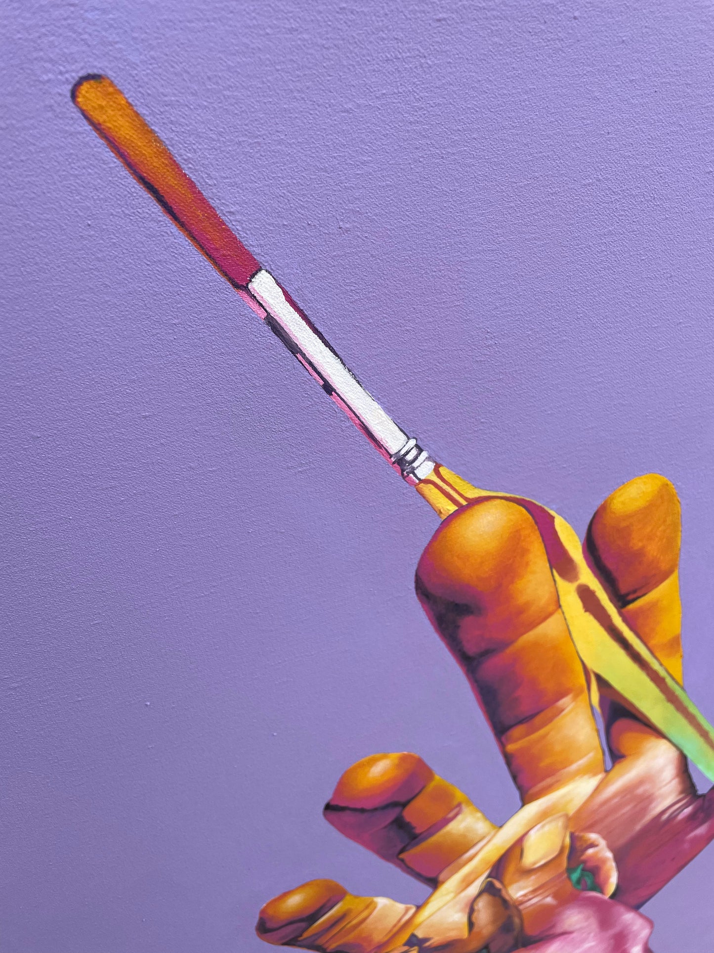 pintura de manos con pinceles en acrílico sobre lienzo de Oniric Omnia