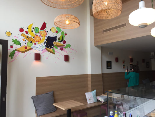 Jugosa Naturaleza: Mural interior para VerdeVirtud en Barcelona
