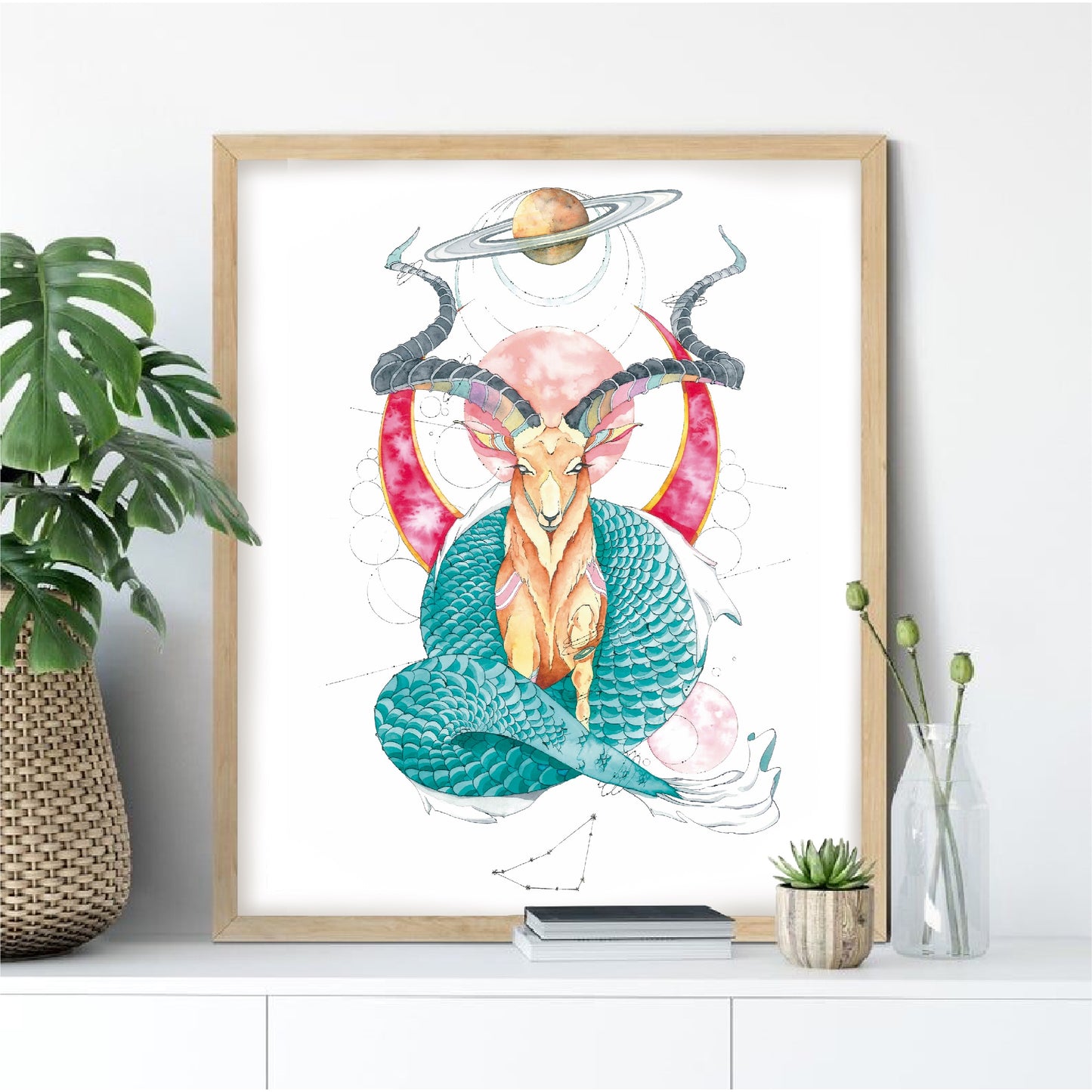 STEINBOCK – Sternzeichen Kunst in Aquarell und Tinte
