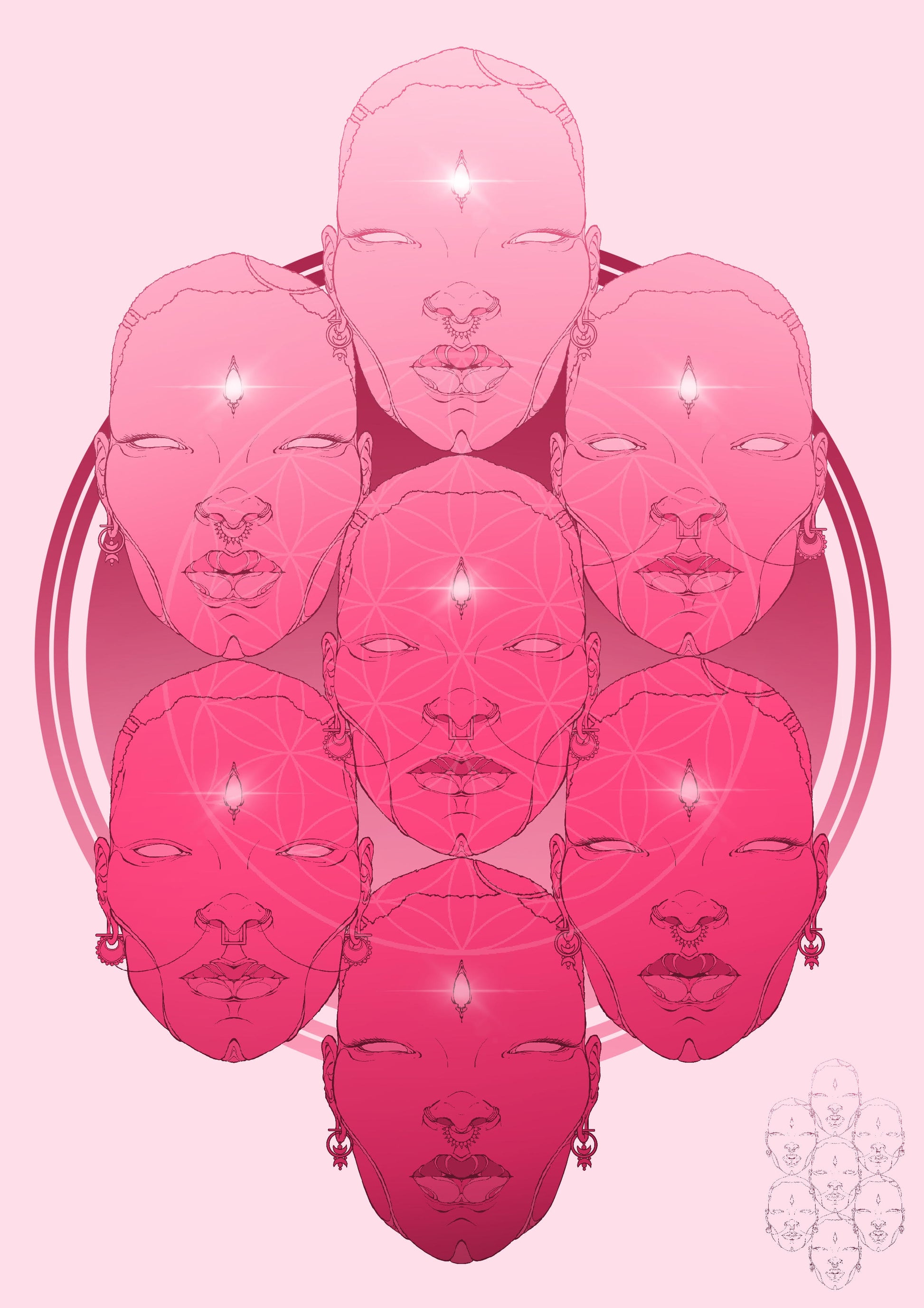 7 Cuerpos ilustración digital