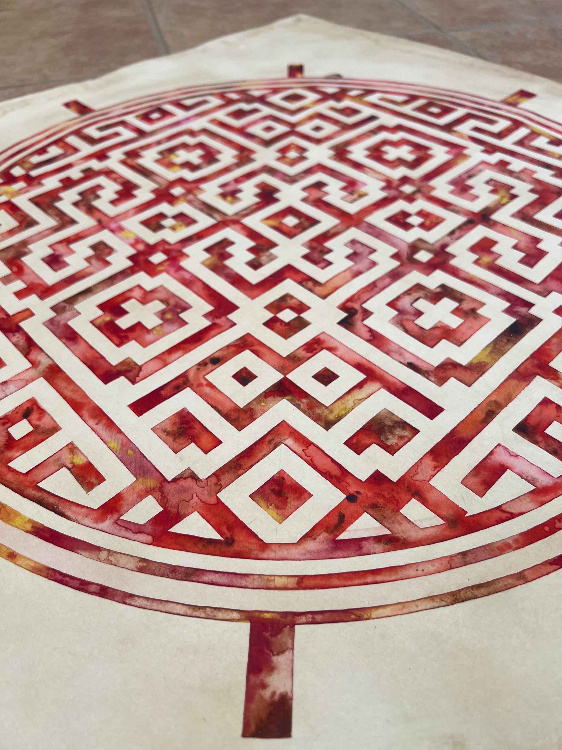 arte sagrado tapiz geometría diseño tradicional acuarela Oniric Omnia