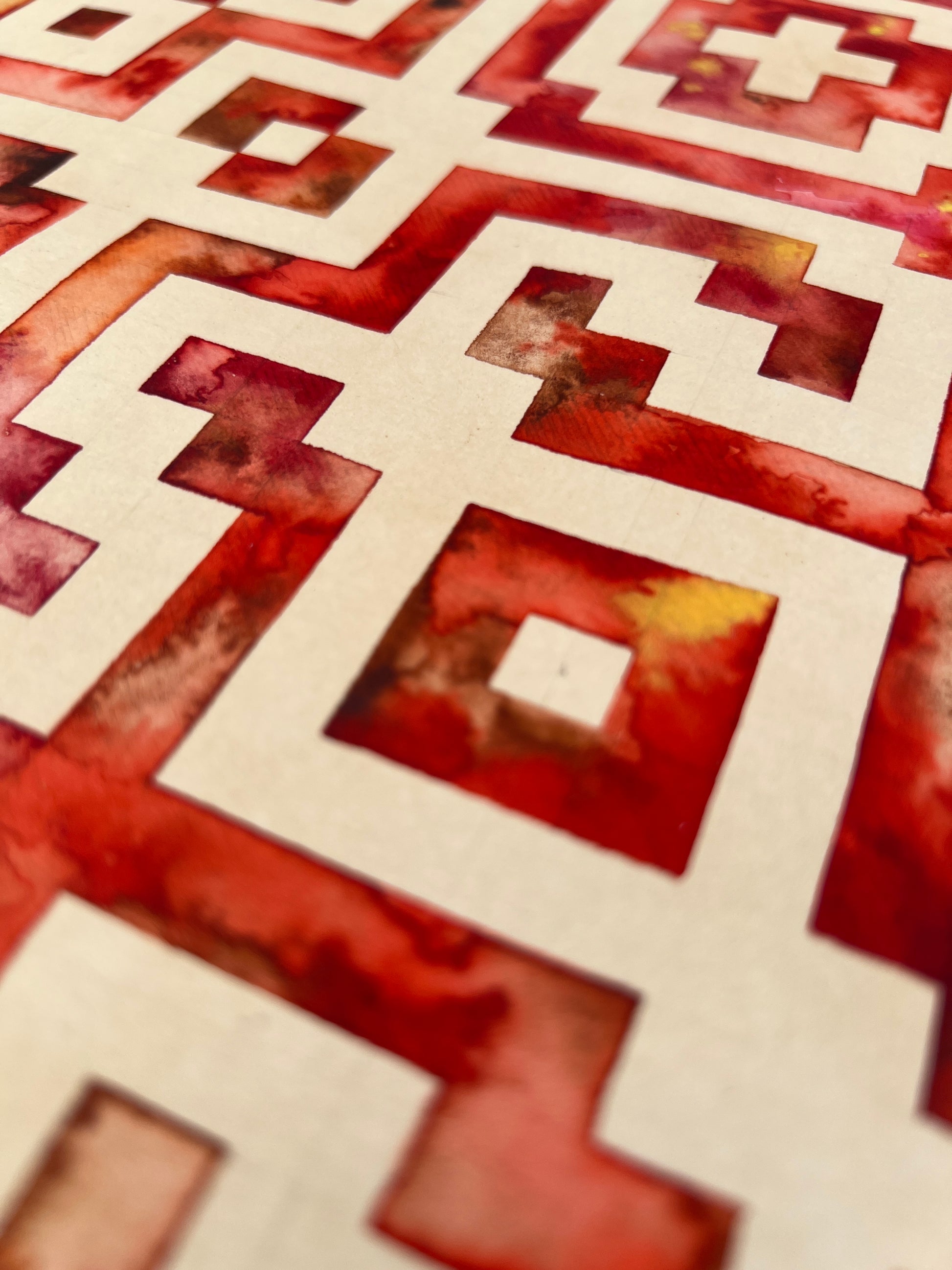 arte sagrado tapiz geometría diseño tradicional acuarela Oniric Omnia en Mallorca