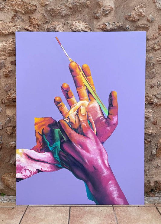 pintura en lienzo de manos de Oniric Omnia